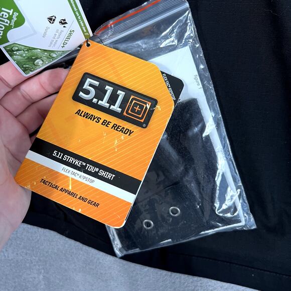 5.11 TACTICAL MENS S STRYKE TDU RAPID L/S SHIRT NWT Black Workwear - Picture 8 of 12